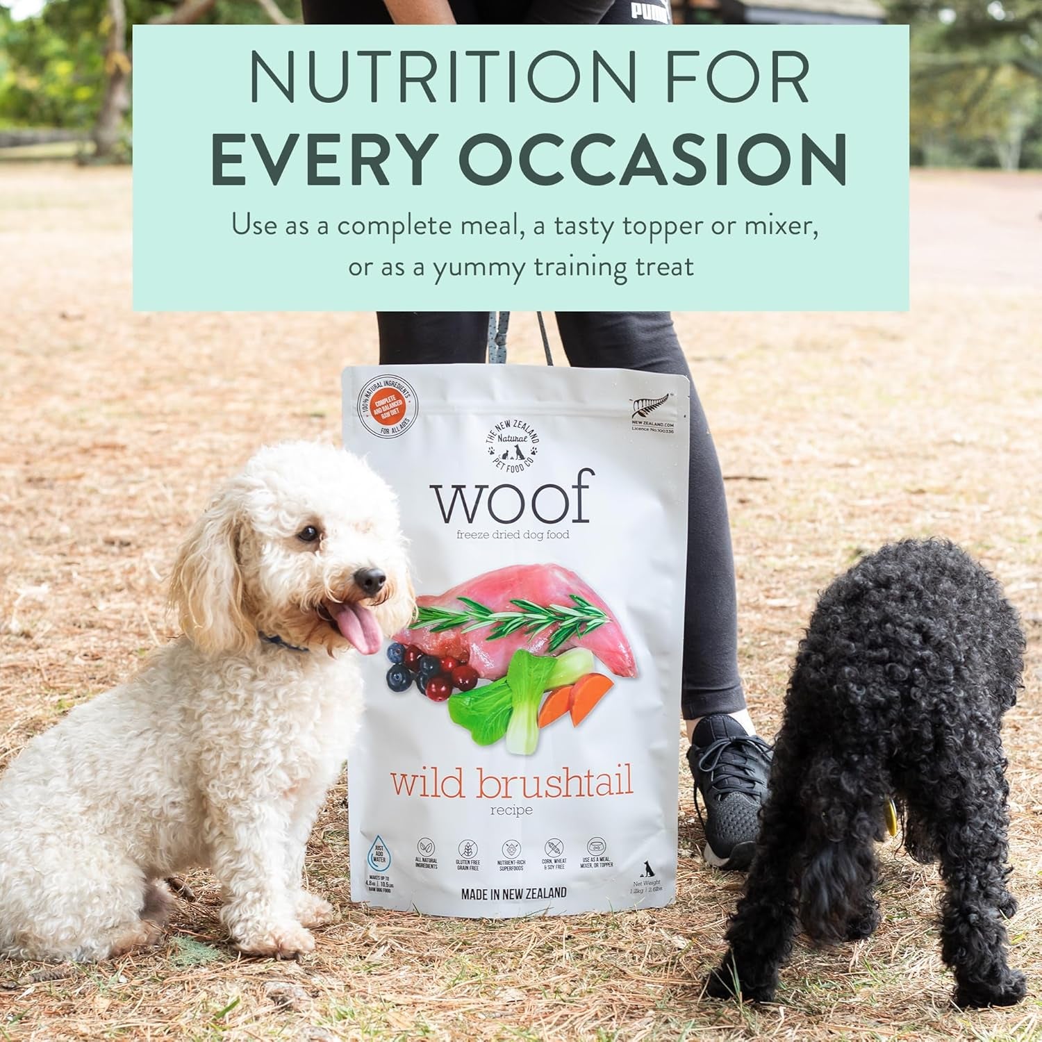 WOOF Freeze Dried Raw Dog Food, Mixer, or Topper, or Treat - High Protein, Natural, Limited Ingredient Recipe